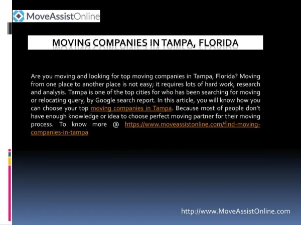 Best Utility Providers and Moving Companies in Tampa