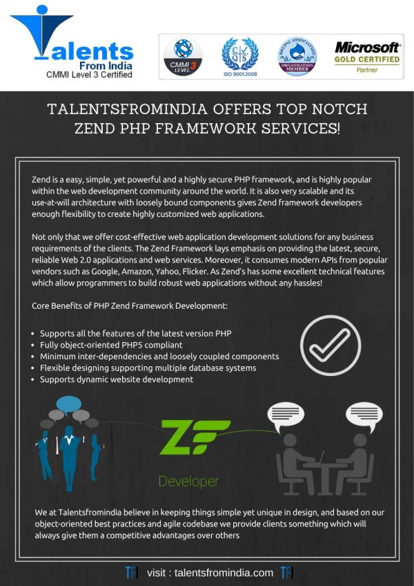 TalentsFromIndia Offers Top Notch Zend Php Framework Services