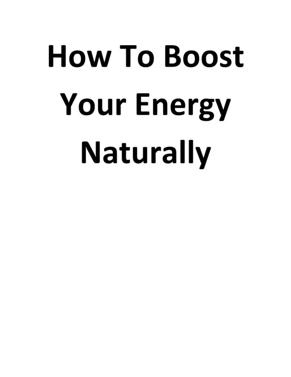 How To Boost Your Energy Naturally