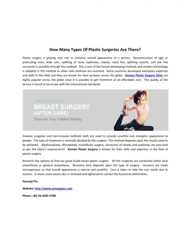 How Many Types Of Plastic Surgeries Are There?
