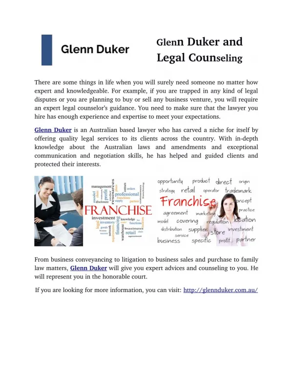 Glenn Duker and Legal Counseling