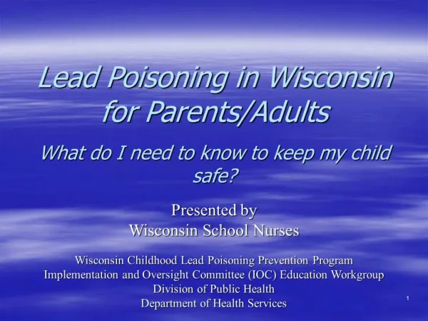 Lead Poisoning in Wisconsin for Parents
