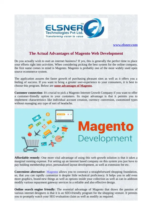 The Actual Advantages of Magento Web Development