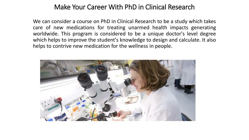 make your career with phd in clinical research