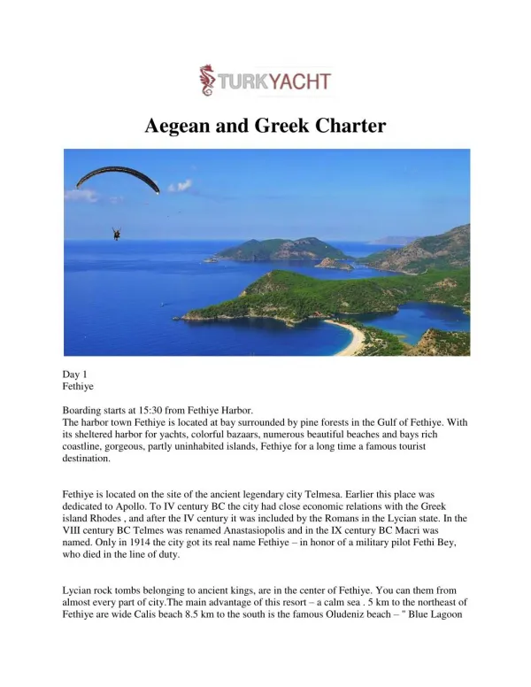 Aegean and Greek Charter