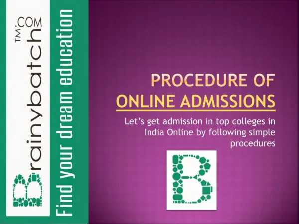 Online Admissions in India through Brainybatch