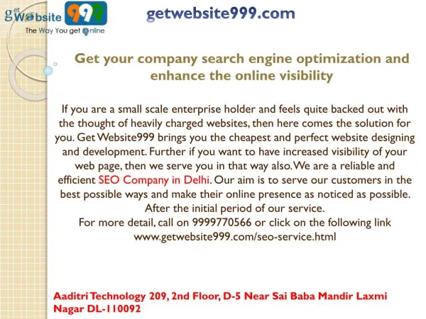 Get your company search engine optimization and enhance the online visibility