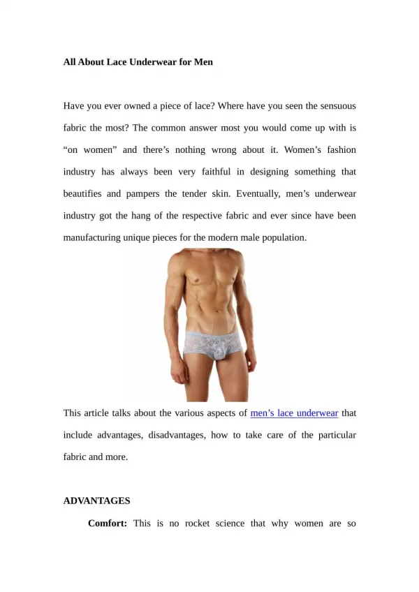 All About Lace Underwear for Men