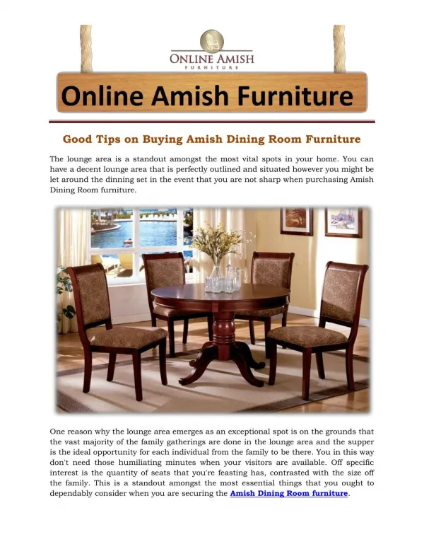 Good Tips on Buying Amish Dining Room Furniture