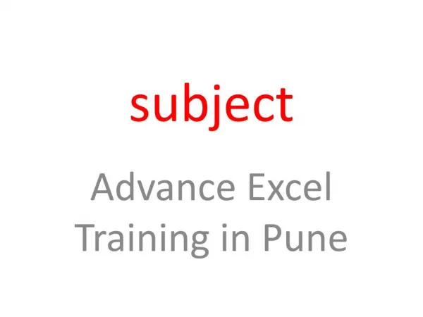 Advance Excel Training in Pune