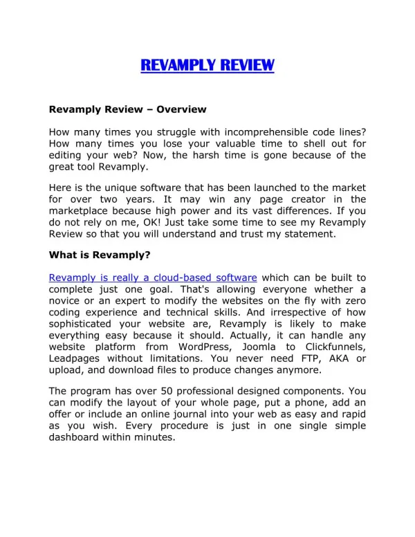 Revamply review