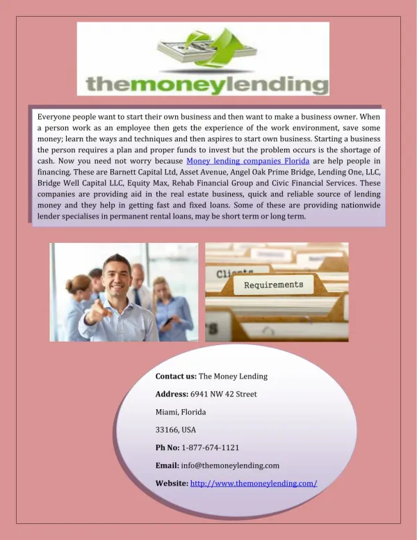 Find Online Best Money Lending Companies Florida