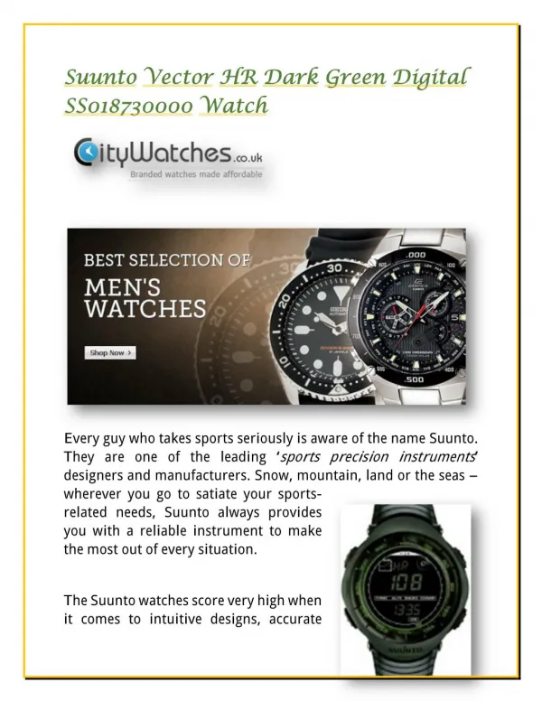 Suunto Vector HR Dark Green Digital SS018730000 Watch