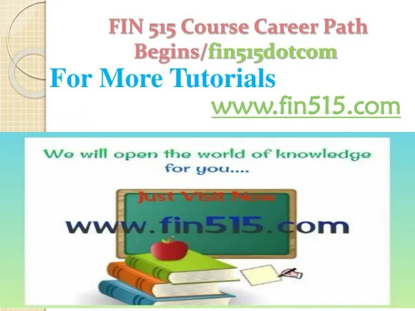 FIN 515 Course Career Path Begins /fin515dotcom