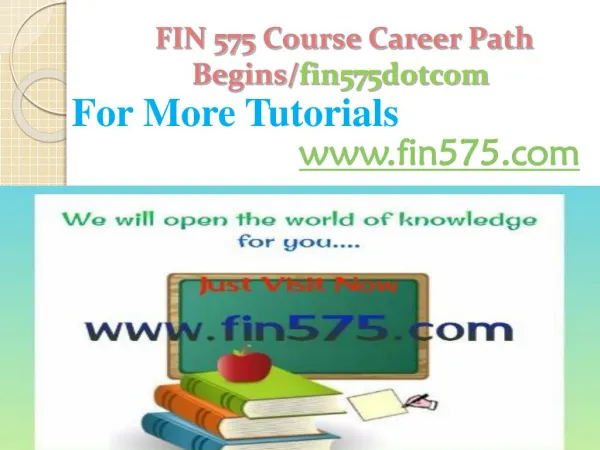 FIN 575 Course Career Path Begins /fin575dotcom