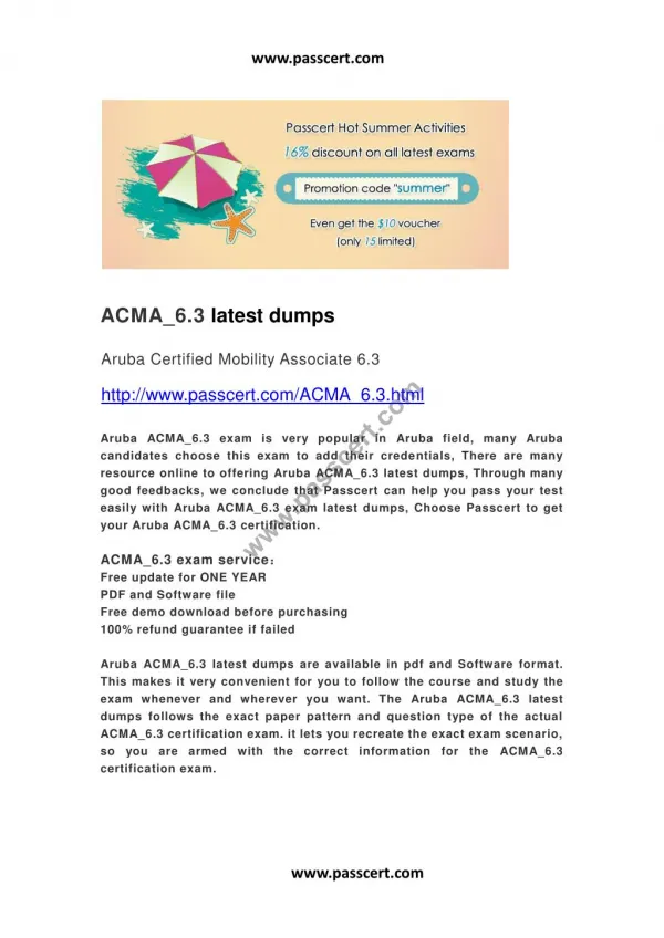 Aruba ACMA_6.3 latest dumps