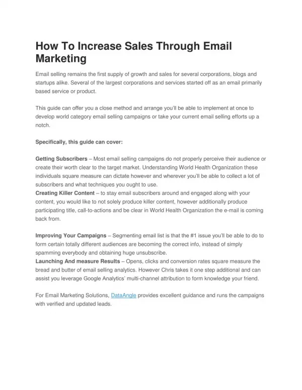 EMail Marketing Services