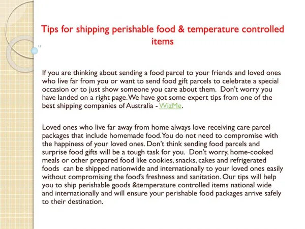 Tips for shipping perishable food & temperature controlled items