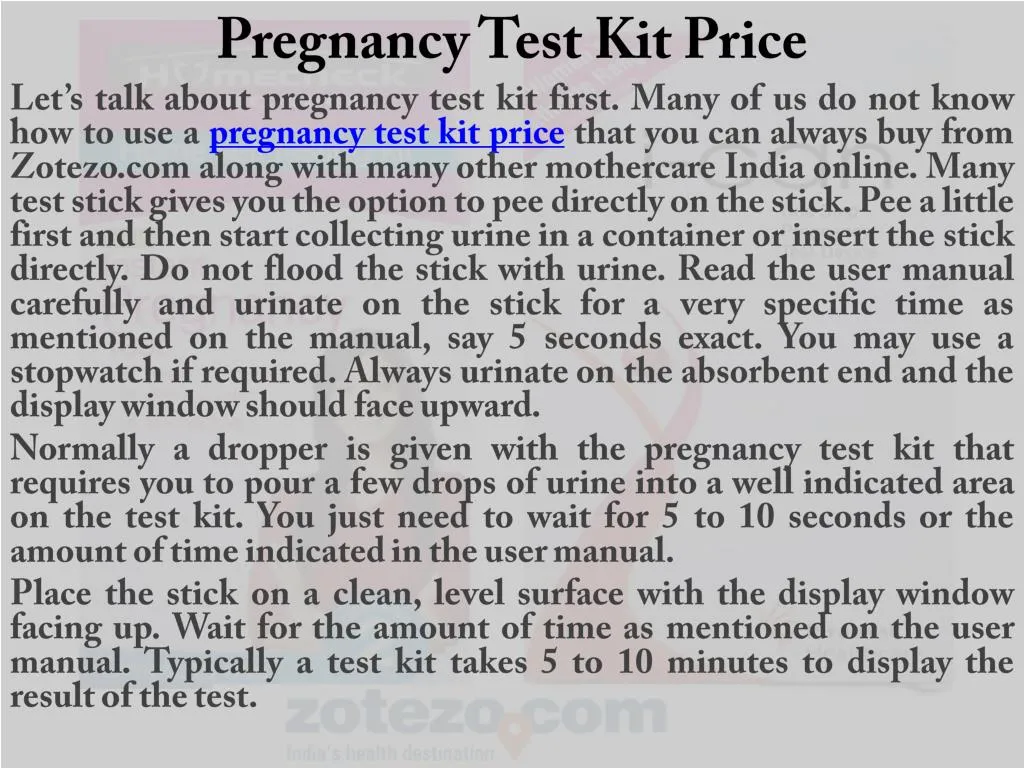 pregnancy test kit price