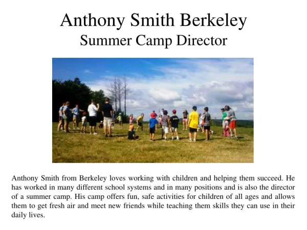 Anthony Smith Berkeley - Summer Camp Director