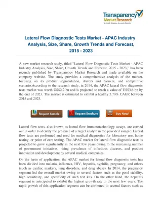 Challenges and Promises of Lateral Flow Diagnostic Tests Market - slide 1