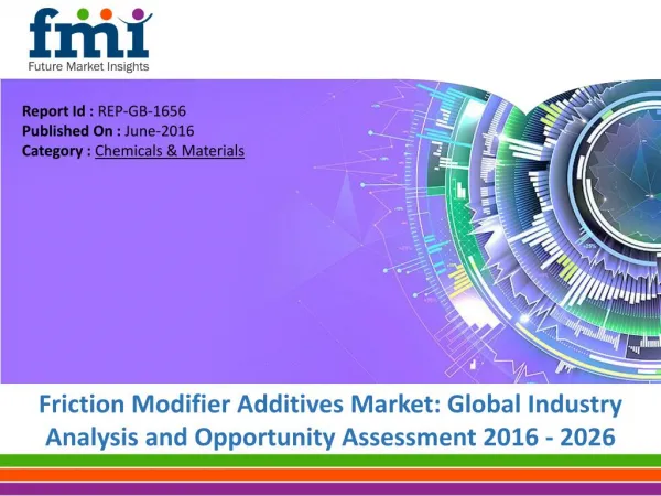Friction Modifier Additives Market Will hit at a CAGR of 6.9% from 2016 to 2026