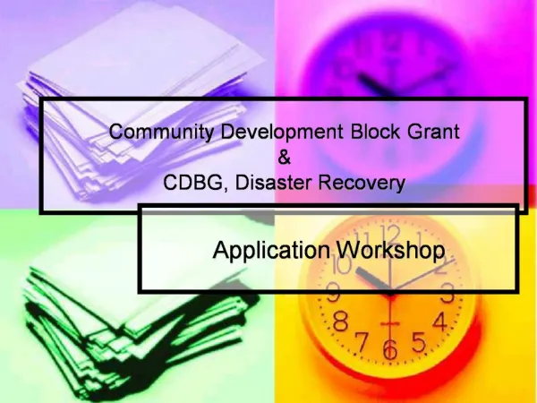 Community Development Block Grant CDBG, Disaster Recovery