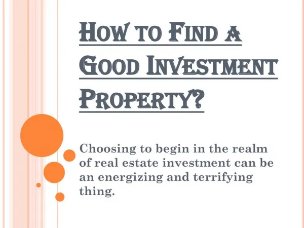 Steps to Find a Good Investment Property