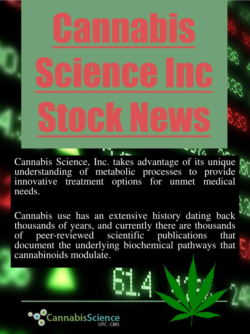 cannabis science inc stock news
