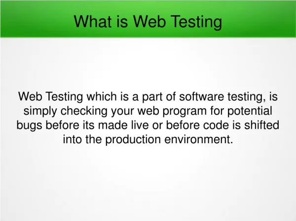 What is Web Testing?