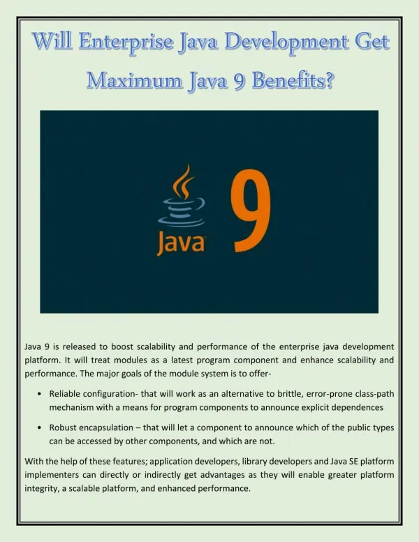Will Enterprise Java Development Get Maximum Java 9 Benefits?