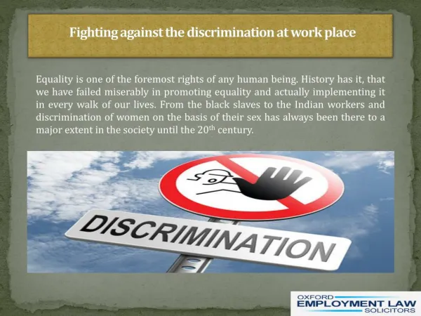 Fighting against the discrimination at work place