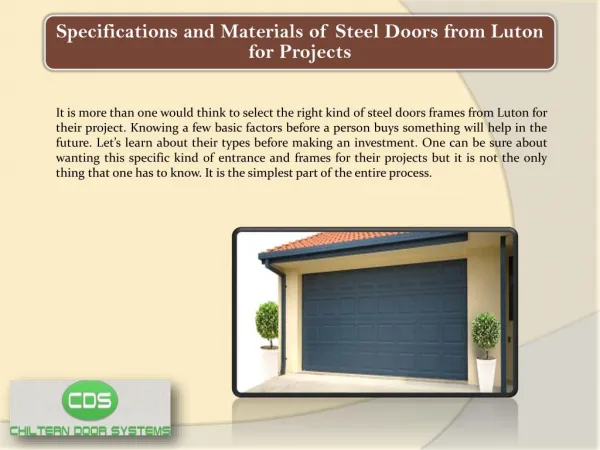 Specifications and Materials of Steel Doors from Luton for Projects