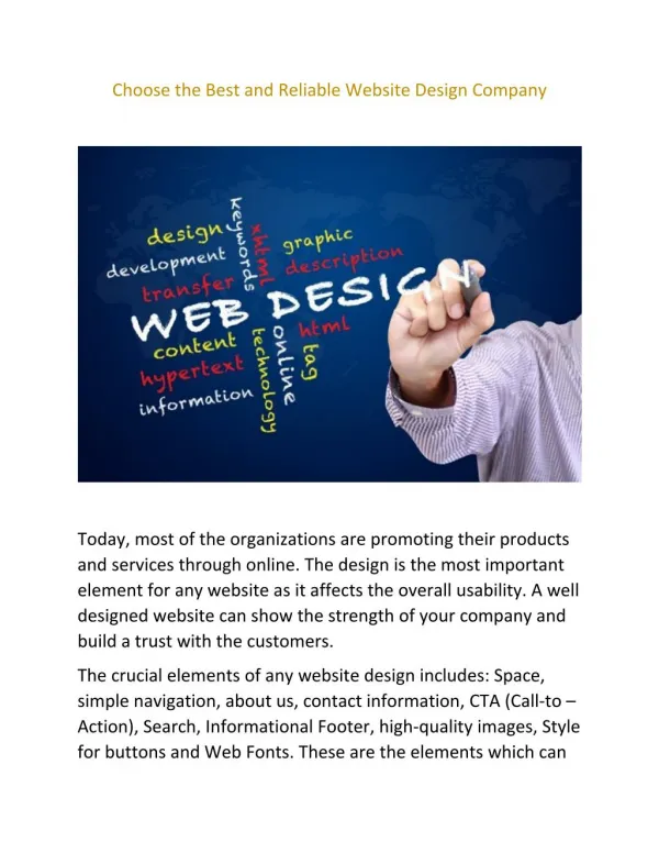 Choose the Best and Reliable Website Design Company