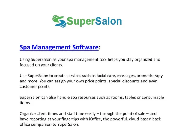 Spa Management Software - SuperSalon
