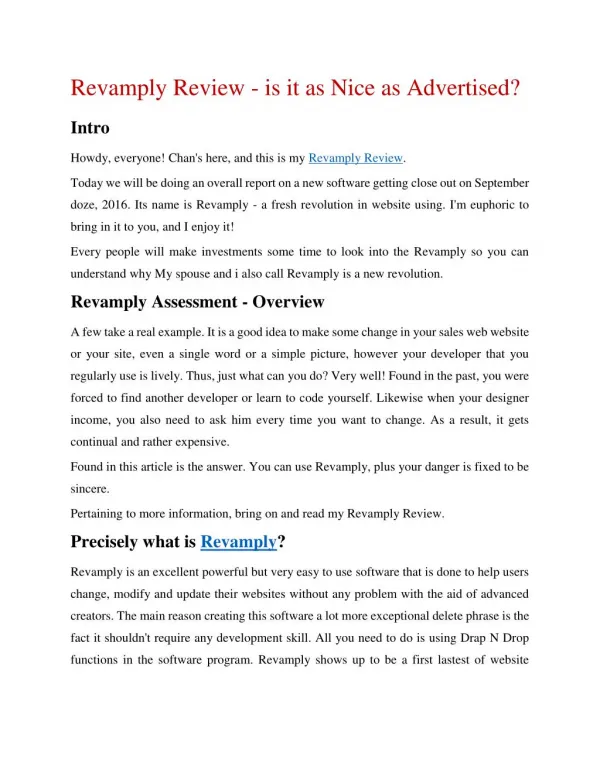 Revamply Review - What make it become the best website editor?