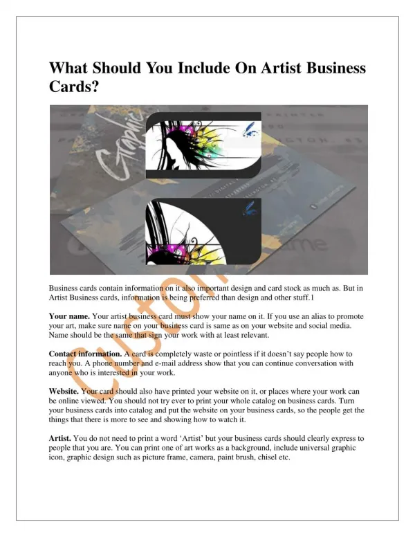 What Should You Include On Artist Business Cards?