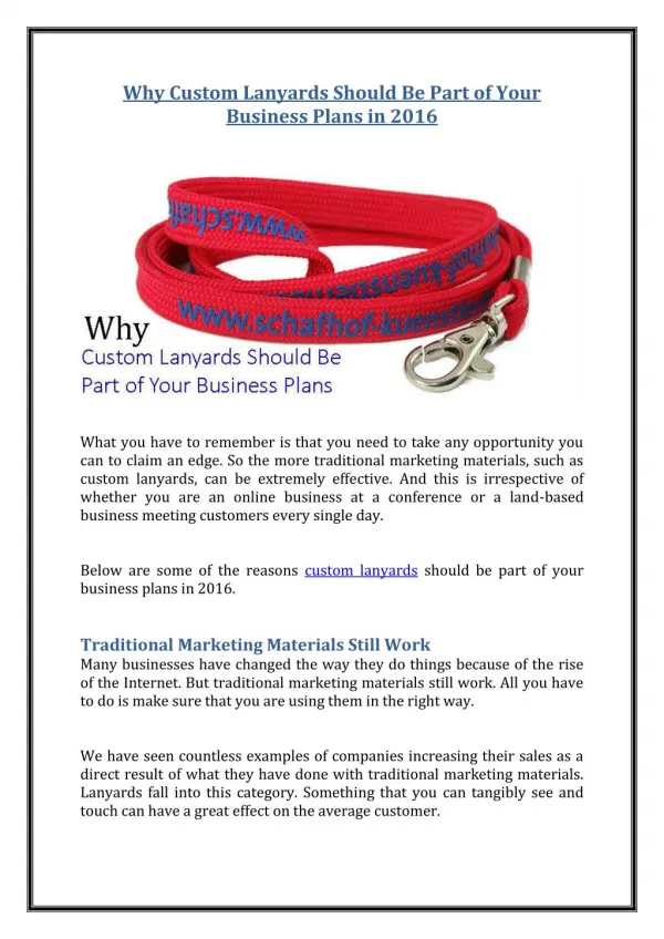 Why Custom Lanyards Should Be Part of Your Business Plans in 2016