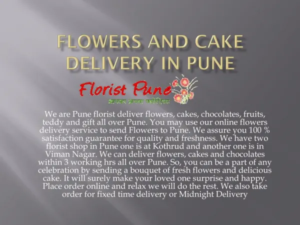 Flowers and Cake Delivery in Pune