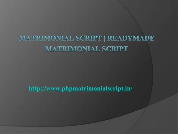 Matrimonial Script | Readymade Matrimonial Script