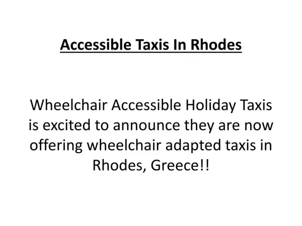 Accessible Taxis in Rhodes