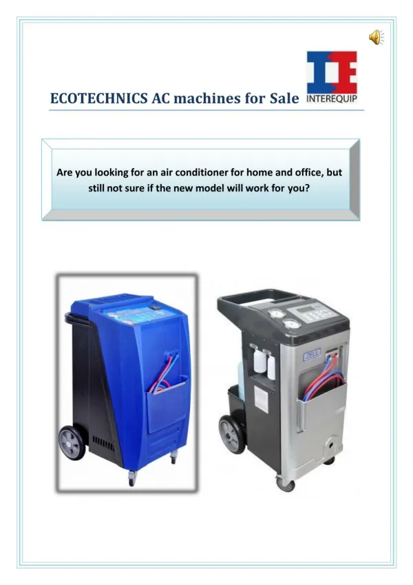 Ecotechnics AC machines for Sale