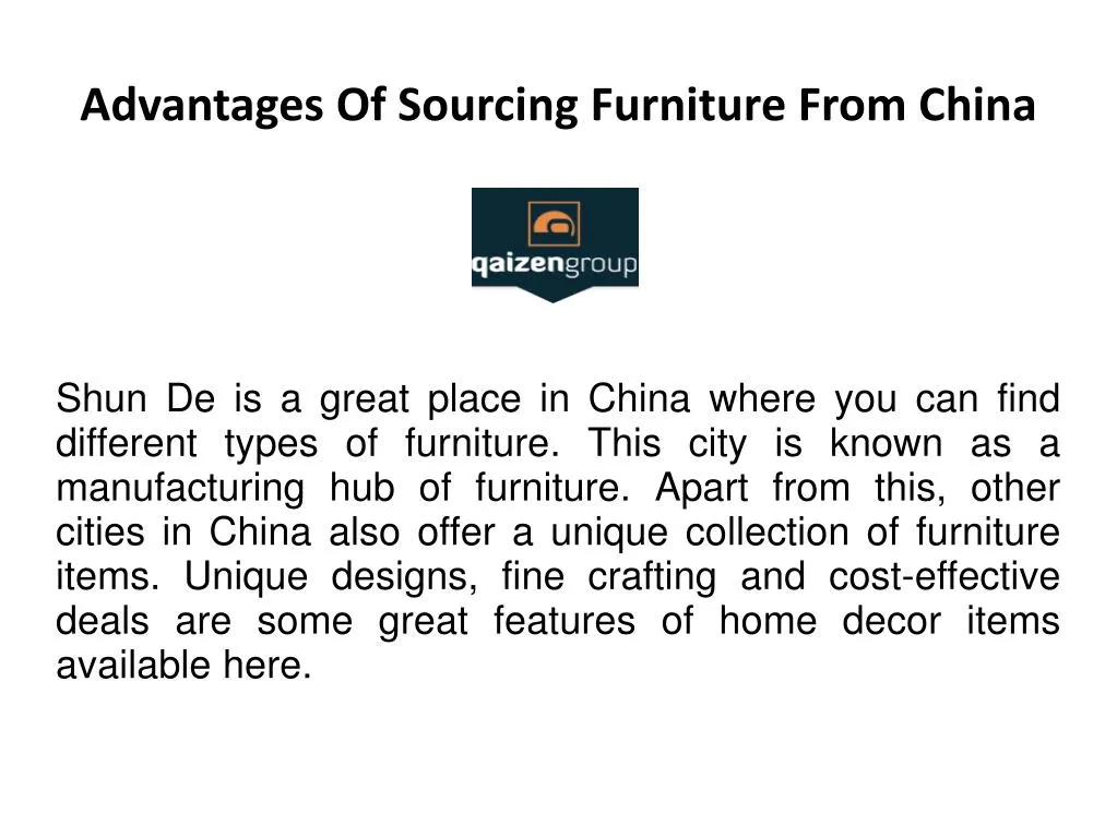 advantages of sourcing furniture from china