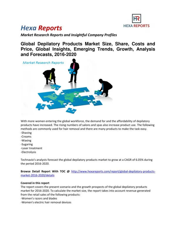 Global Depilatory Products Market Size, Share, Analysis and Forecasts, 2016-2020