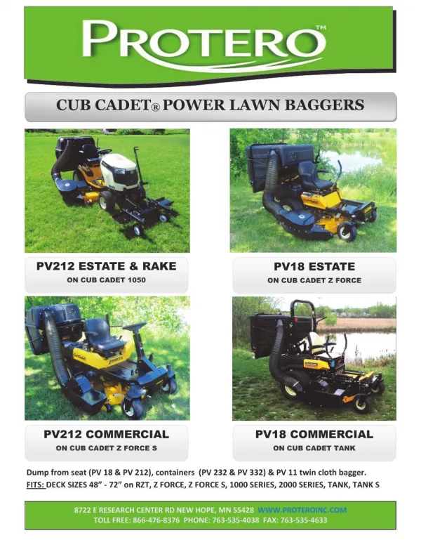Cub Cadet Lawn Leaf Bagger & Vacuum Dethatcher Brochure