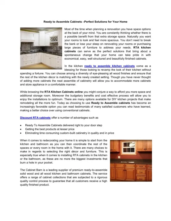 Ready to Assemble Cabinets Perfect Solutions for Your Home