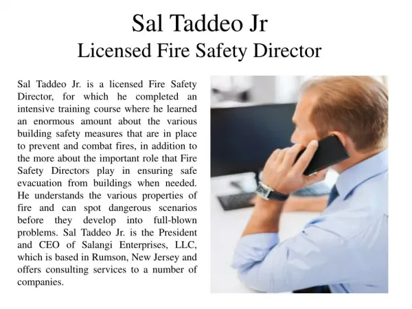 Sal Taddeo Jr - Licensed Fire Safety Director