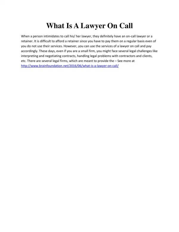 What Is A Lawyer On Call