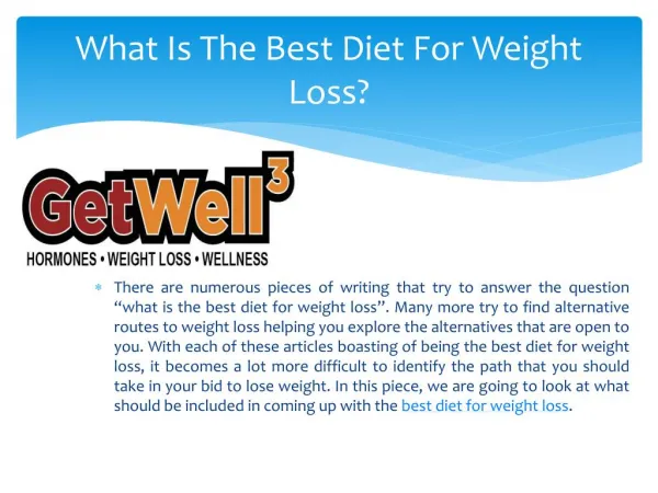 What Is The Best Diet For Weight Loss