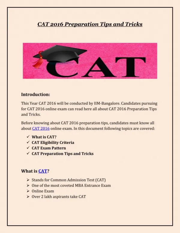 Cat 2016 Preparation Tips and Tricks